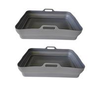 Moljaus 2 stampi rettangolari per friggitrice ad Aria. (2x9 L) Compatibile con friggitrice ad Aria Cecofry Dual 9000 Utensili per Air Fryer, Microonde, Forno, Silicone