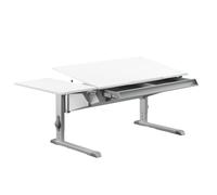 Moll Sprinter Piedini in alluminio con lato superiore e cassetto, scrivania per bambini, in legno, bianco, 117,20 cm × 71 cm × 53-82 cm