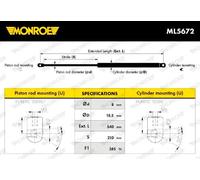 Molla a gas bagagliaio ML5672 MONROE per NISSAN ALMERA II Hatchback ALMERA II