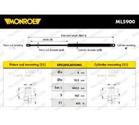 Molla a gas bagagliaio ML5900 MONROE per TOYOTA AURIS