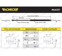 Molla a gas bagagliaio ML6331 MONROE per LEXUS RX