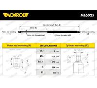 MONROE ML6025 Ammortizzatore pneumatico cofano motore