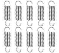 Molla di Tensione in Acciaio Inox con Doppio Gancio, 10 Pezzi, Molla di Tensione, Molla a Spirale, Diametro del Filo 0,06", Diametro Esterno 0,47", Lunghezza Libera 2"