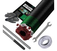 Molla di torsione di ricambio per porta del garage, 5,1 cm, rossa, 243 x 2 x 28 con barre di avvolgimento antiscivolo, cuscinetto in acciaio da 2,5 cm, guanti e chiave | Molla di torsione per porta