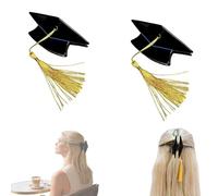 Molla per capelli con cappello di laurea, molletta per capelli con nappa, mini accessorio per capellis nappa per donne e ragazze, piccolo porta forcine nero a forma di tocco per foto di laurea (2pc)