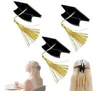 Molla per capelli con cappello di laurea, molletta per capelli con nappa, mini accessorio per capellis nappa per donne e ragazze, piccolo porta forcine nero a forma di tocco per foto di laurea (3pc)