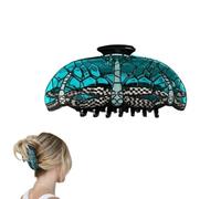 Molla per capelli vintage a forma di lampada in vetro colorato, fermaglio per capelli da donna con giardino fiorito, fermaglio per capelli floreale con motivo floreale colorato (#F)