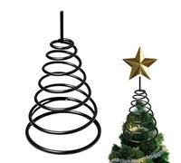 Molla Per Puntale Albero Di Natale Base Montaggio in Metallo Addobbi | Supporto Con Molla Sulla Cima 'Albero Di Natale Per Casa Appartamento Scuola Casale Giardino Corte Patio Balcone S Nero