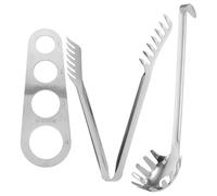 Molla per Spaghetti in Acciaio Inox, Servitore Pasta Elegante | Misuratore Pasta, Cucchiaio Forato e Pinza per Porzioni Lunghe, Finitura Argento per Cucina Professionale