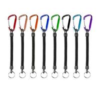 Molla Portachiavi, 8 PCS Colori Retrattile Portachiavi Spirale,Elastico Cordino Multifunzione Portachiavi a Molla a Allungabile con Colorati Moschettone per Uomo Donna e Bambini