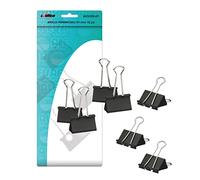 Molle Fermacarte Multiuso in Metallo, Clip Chiudipacco, Fermafogli Double Clip 41 mm, Colore Nero, Confezione da 12 Pezzi