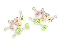 Molle Fermacarte “Sorrisi” Clip Doppio Foldback Morsetti Fermafogli in Metallo Faccia Sorridente Colori Assortiti, per Office Home (12PZ X 32MM)