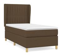 Molle Insacchettate con Materasso Testiera Regolabile Marrone Scuro | Letto a Molle Con Materasso e Coprimaterasso 100x200 Marrone Scuro Tessuto Regolabile