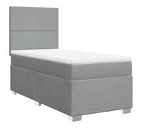 Molle insacchettate indipendenti Tessuto traspirante 80x200 Grigio chiaro | Giroletto a Molle con Materasso Grigio Chiaro 80x200 cm Tessuto con Testiera Regolabile e Coprimaterasso