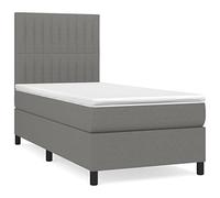 Molle insacchettate supporto medio fermo Testiera regolabile Grigio scuro | Giroletto a Molle con Materasso Grigio Scuro 100x200 cm, Letto Regolabile con Testiera, Struttura in Tessuto Traspirante e