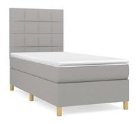 Molle Insacchettate Testiera Regolabile Grigio Chiaro 100x200 cm | Giroletto a Molle con Materasso e Coprimaterasso Grigio Chiaro 100x200 cm, Letto Regolabile in Altezza con Testiera, Sostegno