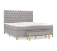 Molle Insacchettate Testiera Regolabile Grigio Chiaro 160x200 cm | Giroletto a Molle con Materasso Grigio Chiaro 160x200 cm Tessuto con Testiera Regolabile, Sostegno Medio-Duro e Panca