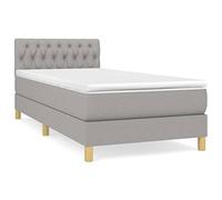 Molle Insacchettate Testiera Regolabile Grigio Chiaro 90x200 cm | Giroletto a Molle con Materasso Insacchettato e Coprimaterasso Grigio Chiaro 90x200 cm Tessuto Traspirante Con Testiera