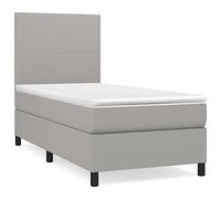 Molle Insacchettate Testiera Regolabile Grigio Chiaro Singolo 100x200 cm | Giroletto a Molle con Materasso e Coprimaterasso Grigio Chiaro 100x200 cm, Letto Regolabile in Tessuto Traspirante con