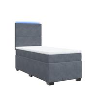 Molle insacchettate Velluto letto matrimoniale Grigio scuro 100x200 cm | Giroletto a Molle con Materasso Grigio Scuro 100x200 cm Velluto con Testiera Regolabile e Luci LED