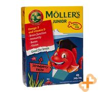 Moller's OMEGA-3 Junior Fragola Gusto 45 Masticabile Gelatina Pesce Integratore