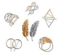 Molletta Capelli Geometriche Forcine Metalliche Foglia Piuma Cerchio Triangolo Infinito Luna Forma Mollette per Capelli Eleganti Fermaglio per Capelli in Metallo per Donne 12 Pezzi (Oro e Argento)
