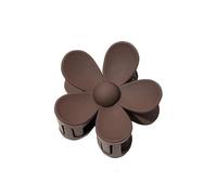 Molletta per capelli a forma di fiore, 7 cm, in tinta unita, satinata, per donne e ragazze, forcina per capelli, a forma di squalo, accessori per capelli (marrone scuro)