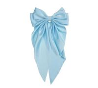 Molletta per capelli con fiocco, grande fermaglio per capelli in raso setoso, con coda lunga, per donne e ragazze, grande fermaglio per capelli in metallo francese e accessori per capelli (azzurro)