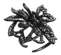 Molletta per Chioma con Pietre Decorative Nera, Fiore, Lega Metallica | Tenuta Confortevole Tutto il Giorno, Adatta a Frangia e Chioma Fini, per Raccolti Semipieni e Celebrazioni