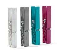 Mollette Bucato Resistenti per Stendere il Bucato - per Stendini e Fili - Fori di Due Misure - 12 Mollette Large 1.1x2.2x9 cm Mix 4 Colori - Domopak Living