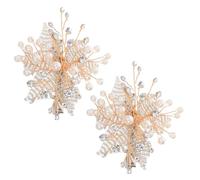 Mollette Chioma Donna Eleganti Cristalli e Perle, 2 Pezzi | Forma Floreale, Finitura Oro, per Nozze e Feste, Lavorazione Fine Brillantezza Decorativa