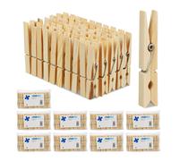 Relaxdays Set da 1000 Mollette da Bucato in Legno, per Biancheria e Bricolage, per Appendere, Molla in Metallo, Legno Naturale