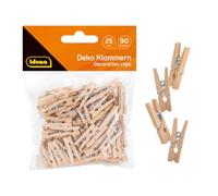 Mollette decorative Idena da 2,5 cm, mollette in legno, 90 pezzi