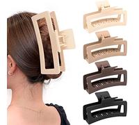 Mollette extra large da 12,7 cm per capelli spessi e lunghi, confezione da 4 clip XL Jumbo, clip per capelli oversize opache, antiscivolo, rettangolari, per donne, grande tenuta, colore neutro (neutro
