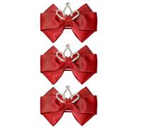 Mollette Fiocco per Ragazzo Ragazza 3 Pezzi in Nylon e Cotone Rosso | Stile Tenero ed Elegante, Superficie Liscia, per Pigtails e Lob Hairstyle, Feste e Vita Quotidiana