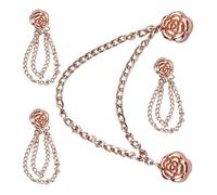 Mollette magnetiche multiuso per cardigan, 4 pezzi, clip magnetiche in metallo con catena, per abbigliamento per donne e uomini, vestiti, sciarpe, hijab, pantaloni (oro rosa)