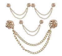 Mollette magnetiche multiuso per cardigan, 4 pezzi, clip magnetiche in metallo con catena, per abbigliamento per donne e uomini, vestiti, sciarpe, hijab, pantaloni (oro)