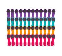 Mollette per abiti in acciaio inossidabile - con impugnatura e interno morbidi Softgrip/Softtouch - 48 pezzi - viola, turchese, giallo, rosa, grigio