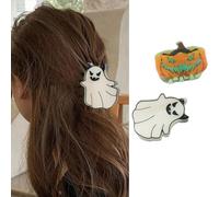 Mollette per capelli a forma di fantasma che si illuminano al buio, per Halloween, confezione da 2, simpatiche e divertenti, da donna, accessori per capelli antiscivolo per feste, costumi e uso
