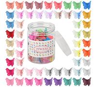 Mollette per capelli a forma di farfalla, per Tiweio, 100 pezzi, piccoli fermagli per capelli per ragazze e donne, con scatola confezionata, 30 colori assortiti