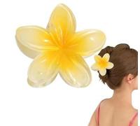 Mollette per capelli a forma di fiore giallo, clip per capelli hawaiane da donna, Plumeria per capelli sottili, clip per mascella a tenuta forte, per ragazze, clip per capelli preppy