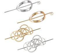 Mollette per Capelli Donna Eleganti,Forreen 4 Pezzi Forcine per Capelli Vintage Stylish Nordiche Vuoto Fermaglio Capelli Celtico per Feste Matrimoni Balli Uso Quotidiano (Oro,Argento)