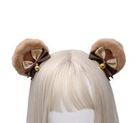 Mollette per capelli fatte a mano a forma di orso sintetico dolce nodo doppio fiocco di peluche animale forcine anime cosplay bullet accessori per capelli
