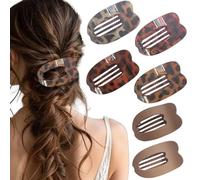 Mollette per capelli grandi e piatte ovali, per capelli spessi, medi, sottili, 4-6 pezzi, a tenuta forte, accessori per donne e ragazze, motivo leopardato, tartaruga, tinta unita, colore neutro (7
