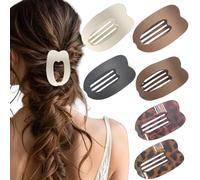 Mollette per capelli grandi e piatte, ovali, per capelli spessi, medi, sottili, 4-6 pezzi, a tenuta forte, accessori per donne e ragazze, motivo leopardato, tartaruga, colore neutro opaco (7 pezzi mix