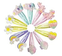 Mollette per capelli ragazze, confezione da 12 pezzi con glitter e motivi di sirene, arcobaleni, unicorni e fiori adorabili accessori per capelli ideali come regalo per feste di compleanno