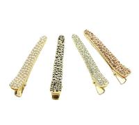 Mollette per Chioma a Becco D’anatra con Cristalli e Perline 4 Pezzi | Lega Riutilizzabile Antiruggine, Stile Oro Brillanti, per Ragazze e Donne, Accessorio Sport e Bellezza Stile Casuale