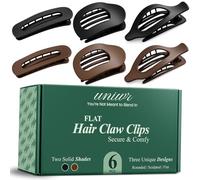 Mollette piatte per capelli per donne e ragazze, 6 pezzi, marrone e nero opaco, antiscivolo, forte tenuta per capelli spessi e fini, comode da indossare tutto il giorno, regalo ideale per le donne