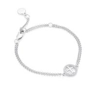 Molly Brown London - Braccialetto in argento Sterling 925 con topazio bianco e croce, ideale per battesimo, comunione e damigelle d'onore