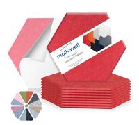 Mollywell Pannelli acustici esagonali, ad alta densità, insonorizzazione, decorazione per la riduzione del rumore, per soffitti, casa, ufficio e sala giochi (rosso), 35,5 x 30,5 x 1,0 cm